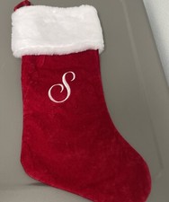 Red Velvet Christmas Stocking Letter Initial S Script Monogram 20in Publix NWoT