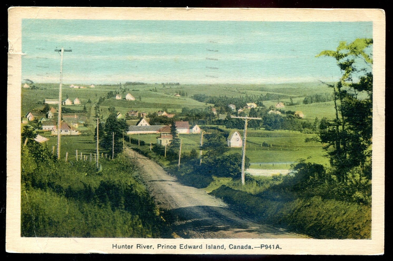 HUNTER RIVER PEI Postcard 1939 Road View eBay