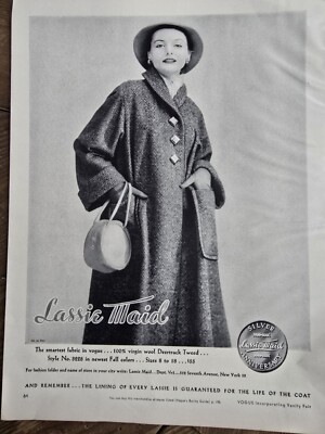1951 Women's Lassie Maid coat style 3228 Silver anniversary vintage fashion ad