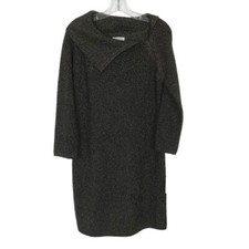 NWT Calvin Klein Womens Size Large Wide Collar Knit Metallic Sweater Dress NEW