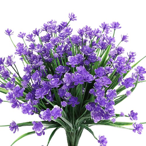 Flores artificiales de plástico plantas falsas resistentes a los rayos UV hogar exterior jardín decoración - Imagen 18 de 31