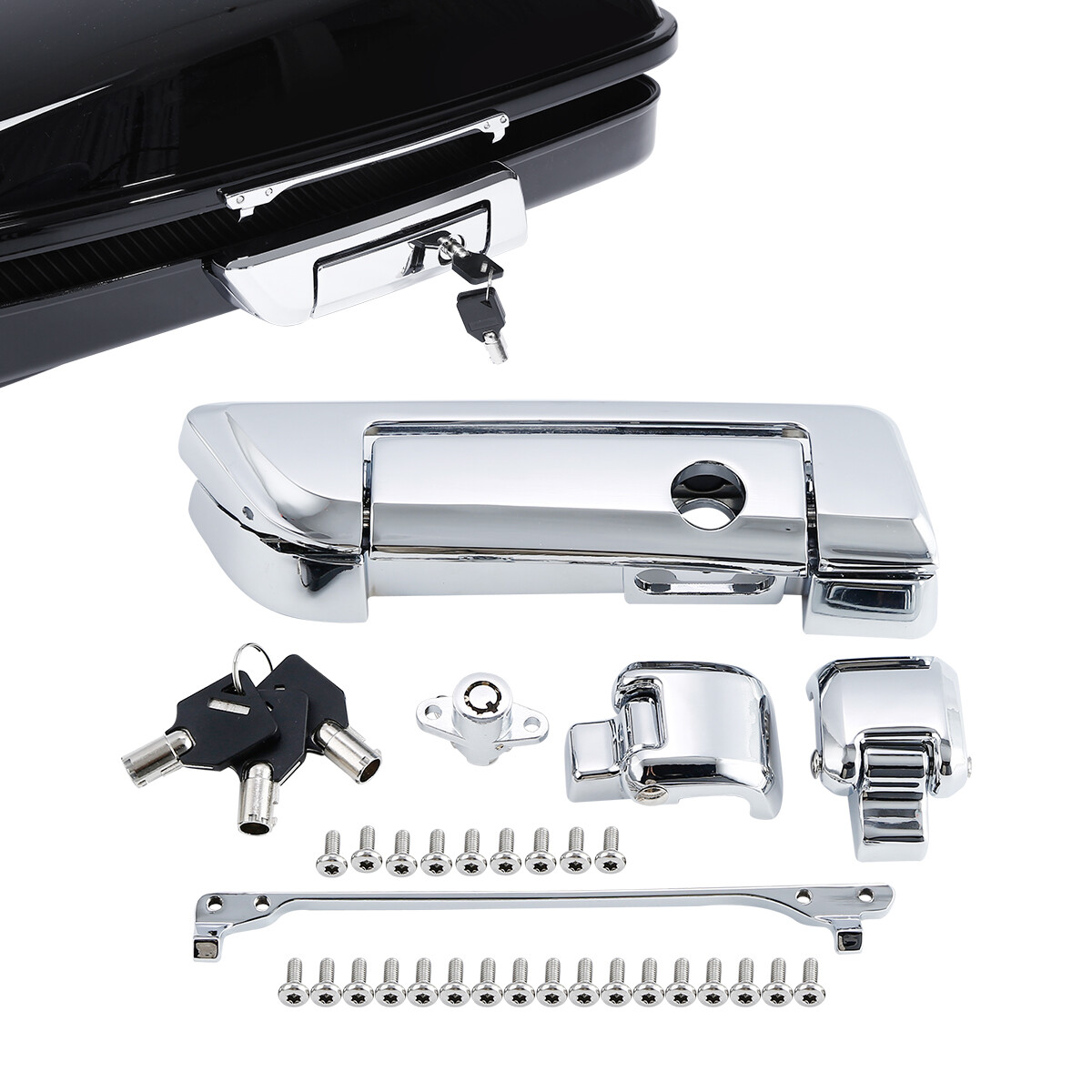 Trunk Latch Hinges – Chrome – Fit Harley Touring Street Road Glide 2014-2025