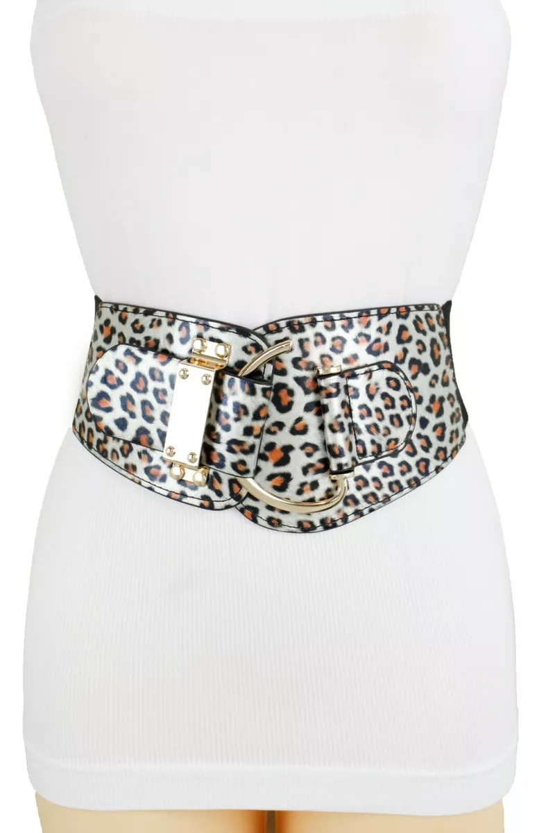 Wide leopard top print belt