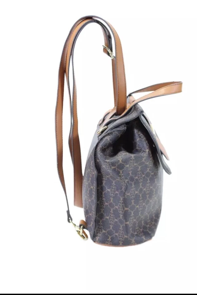 Nanette Lepore Womens Leather Monogram Coated Canvas Backpack Brown Size M - Image 2 of 4