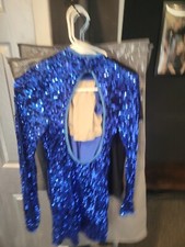 BALERA BEAUTIFUL BLUE SEQUIN GIRLS SA DANCE COSTUME PREOWNED