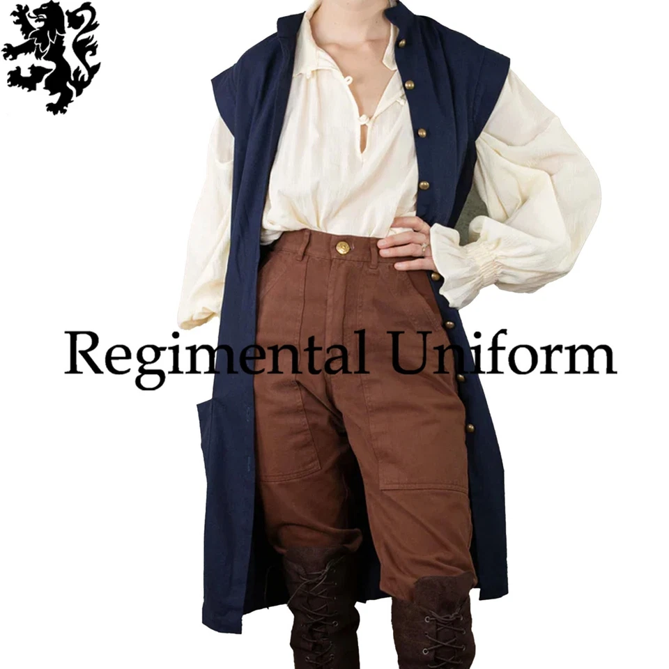 Chaleco Capitán Pirata para Halloween Inspirado en Jack Sparrow Caribe Azul Marino Chaleco Foto 3 de 4