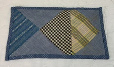 Vintage Patchwork Quilt Table Topper, Rectangle, Small, Triangles, Early Calicos