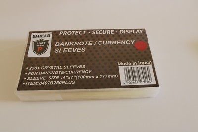 250 Crystal-Clear Sleeves for Banknote Currency 4'' x 7'' Fast Shipping....