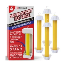 Fly Stick Sticky Fly Traps for Indoors and Outdoor 4pk. Non-Toxic Bait Free. ...