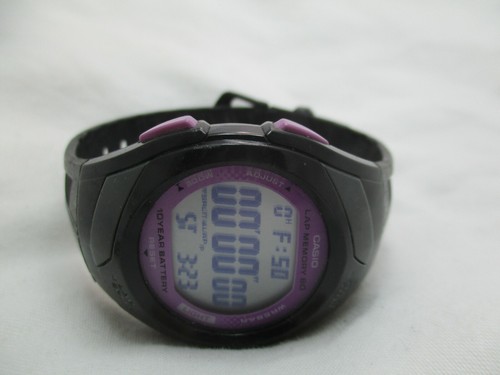 Casio Digital Watch Purple \u0026 Black Buckle Band Lap Memory 50 Lap Wr 5 Bar |  eBay