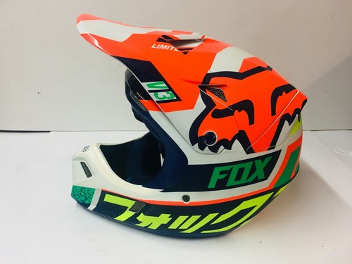 CASCO MOTOCROSS FOX V3 ARANCIO VERDE BLU TG. M | eBay