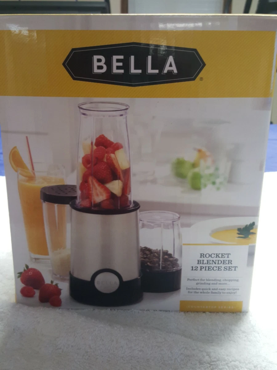 Bella Rocket Blender 12 Piece Set - Model 13577 new in box base, cups,  lids, rin