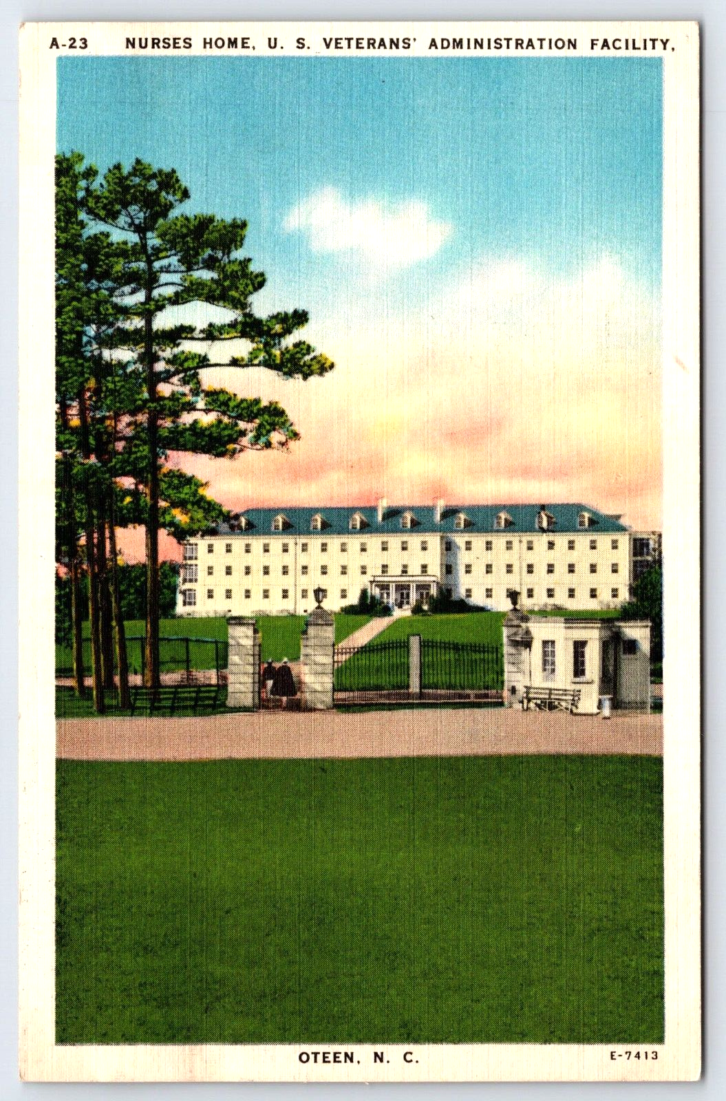 Vintage Postcard Nurses Home U.S. Veterans Facility Oteen, North Carolina USA