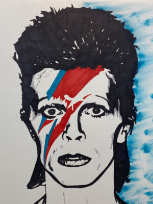 DAVID BOWIE Ziggy Stardust Illustration Art. Hand Colored Marker on Paper Signed