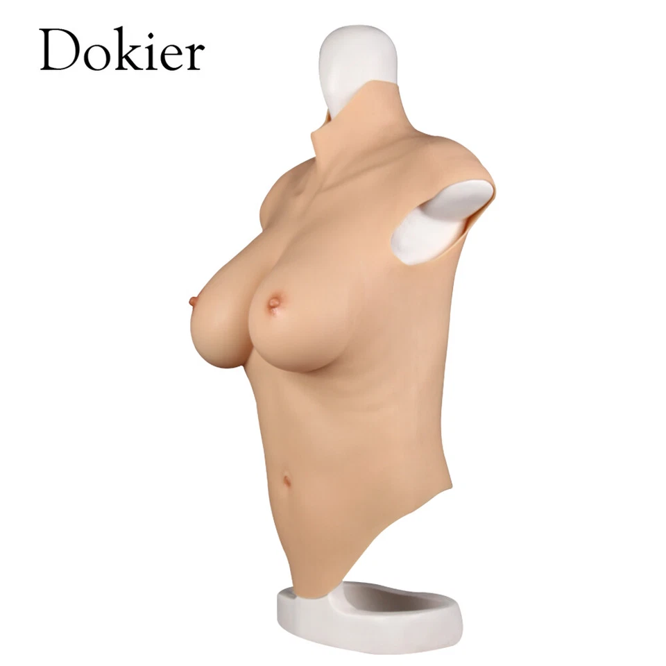 Dokier Plus Size Half Bodysuit Silicone Breast Forms Fake Boobs For Crossdresser - Bild 2 von 4