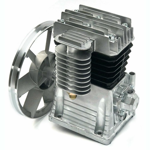 Pompa Compressore Aria Alluminio Doppio Cilindro Olio Lubrificato Cinghia Trasmissione con Silenziatore - Foto 10 di 11