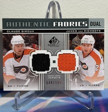 2011-12 UD SP GAME USED GIROUX JAMES VAN RIEMSDYK #AF2-VG DUAL JERSEY SP 044/100