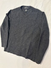 Banana Republic Merino Wool V Neck Sweater Men  s Large Gray Lightweight Classic