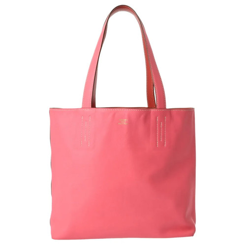 Hermes Double Sens 36 Ribashiburu 729352 Tote Bag Sikkim Leather Pink #WB4925