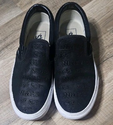 Vans Black Faux Suede  ''Off The Wall''  Slip-on Sneakers Unisex Sz W 7.5/ M 6
