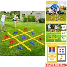 Giant Tic Tac Toe Outdoor Game 4x4 FT Nylon Bean Bag Toss 10 Beanbags Picnic