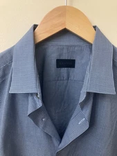 VGUC LANVIN Dress Shirt Blue Dotted 17.5/44