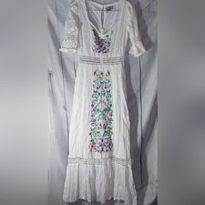 ASOS White Embroidered Boho Tiered Maxi Dress With Lace Inserts