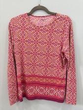 Lands End Rash Guard Long Sleeve Medium Pink Orange UPF Swim Shirt Cover up