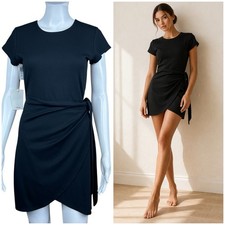 Aritzia Wilfred Lune Wrap Tie Mini Dress Size M Asymmetric Minimalist NWT Resort