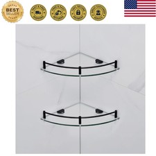 Glass Shelf Bathroom Floating Shower Corner Shelves Shampoo Holder with Rail ...