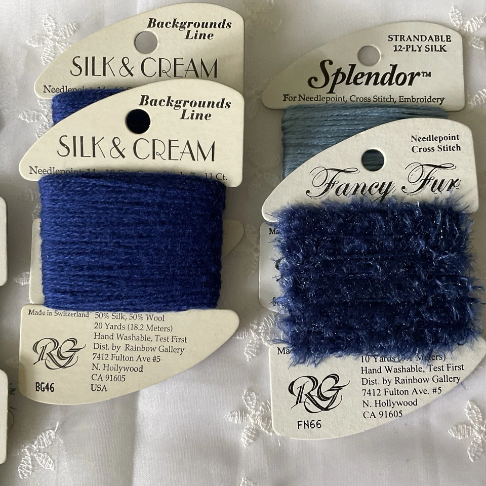 Needlepoint Embroidery Thread Collection Lot of 7 Blues Rainbow Gallery New - Image 3 of 4