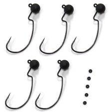 Harmony Fishing - Tungsten Offset Weedless Ned Rig Jigheads (5 Pack) (1/4oz (...