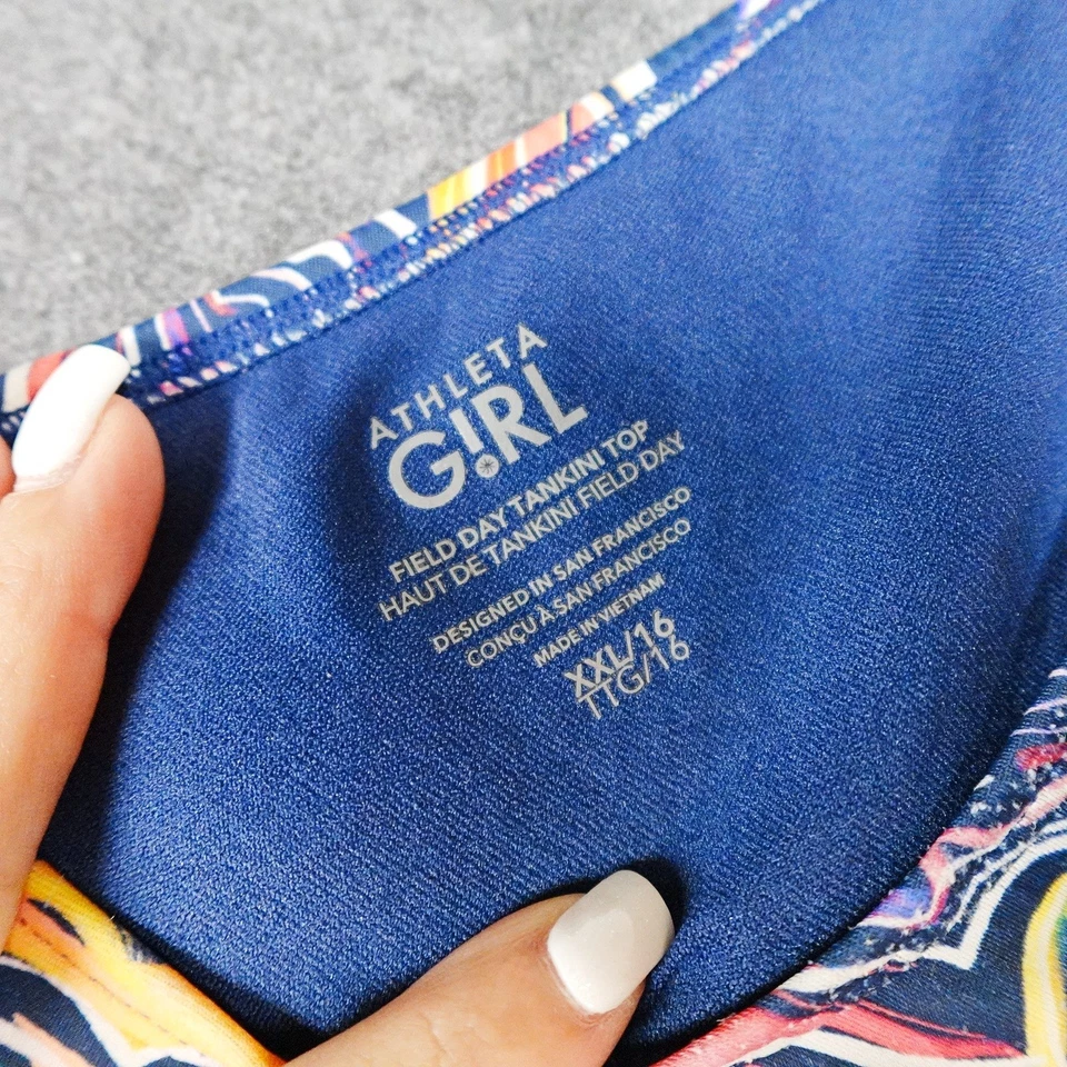 Tankini Top Athleta Niña Día de Campo XXL/16 Multicolor Estampado Abstracto Traje de Baño Foto 3 de 4