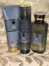 Bath and Body Works Aqua Hour Fragrance Mist, Body Cream, Shower Gel Trio