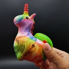 4.7 Inch Colorful Unicorn Hookah Silicone Bong Smoking Water Pipe + Glass Bowl 