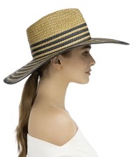 Eric Javits Womens Sea La Vie Sun Hat Natural/Black - NWT 295