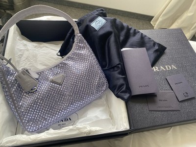 PRADA Damen Tasche Re-Edition 2000 Nylon Full Set Kristall mit Rechnung Strass