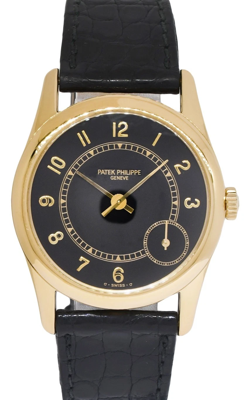 Patek Philippe — Patek Philippe 5000 Calatrava 18k Yellow Gold Black Dial 33mm Watch 5000J