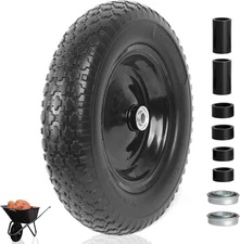 4.80/4.00-8" Flat Free Tire and Wheel - 14.5" Solid Wheelbarrow Tires with 3" -7
