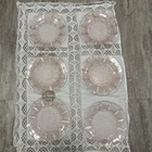 Set of 6 Pink Cherry Blossom Depression Glass 9" Dinner Plates