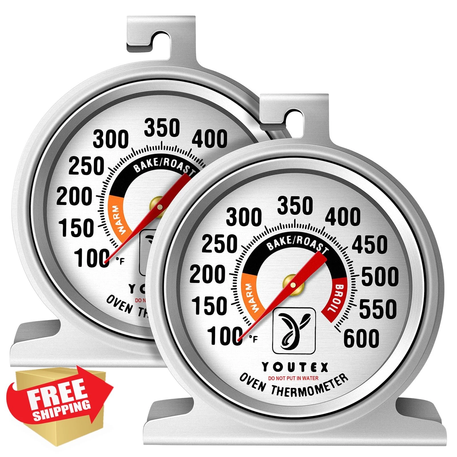 Youtex 2pk Oven Thermometer 100-600°F Gas Electric Grill Smoker