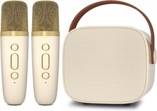 Mini Karaoke Machine with 2 Wireless Microphones  Portable Bluetooth Speaker