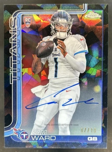 2025 Topps Chrome Sapphire Cam Ward Rookie Auto RC Black Refractor #/10 Titans