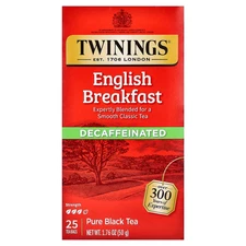 Pure Black Tea, English Breakfast, Decaffeinated, 25 Tea Bags, 1.76 oz (50 g)