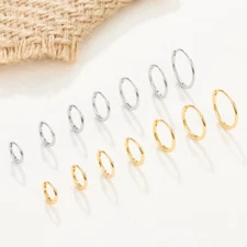 6-15mm 1.8mm Thick Huggie Hoop Earrings Clickers Solid Sterling Silver E2060