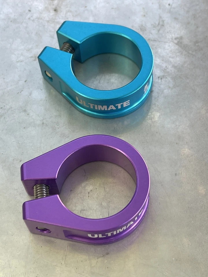 Abrazadera de asiento de aluminio 1,25" 1-1/4" vintage antiguo nuevo stock púrpura Foto 3 de 4