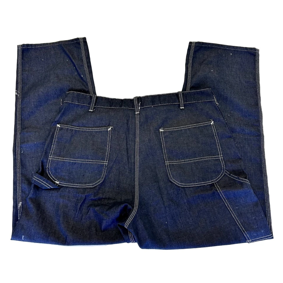 Pantalones de mezclilla de colección años 60 70 Sears para hombre CARPENTER azul índigo ROPA DE TRABAJO TRABAJO 40 Foto 4 de 4