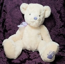 18" Russ Anya Teddy Bear Plush Ivory White Stuffed Animal Purple Ribbon