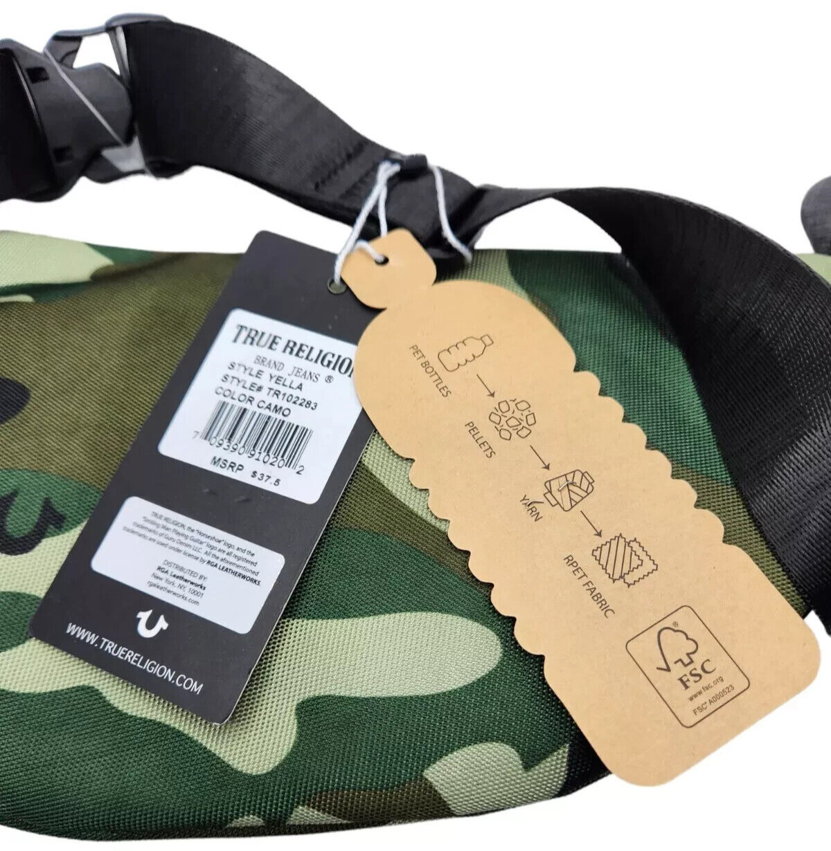 True Religion YELLA Unisex TR102283 CAMO Durable Crossbody Sling Bag $40 NWT NEW