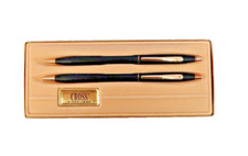 Cross Century Matte Black  Gold Ballpoint Pen  Pencil Set 2501 With Dots 